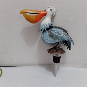 Pelican Bottle Stopper Painted Metal